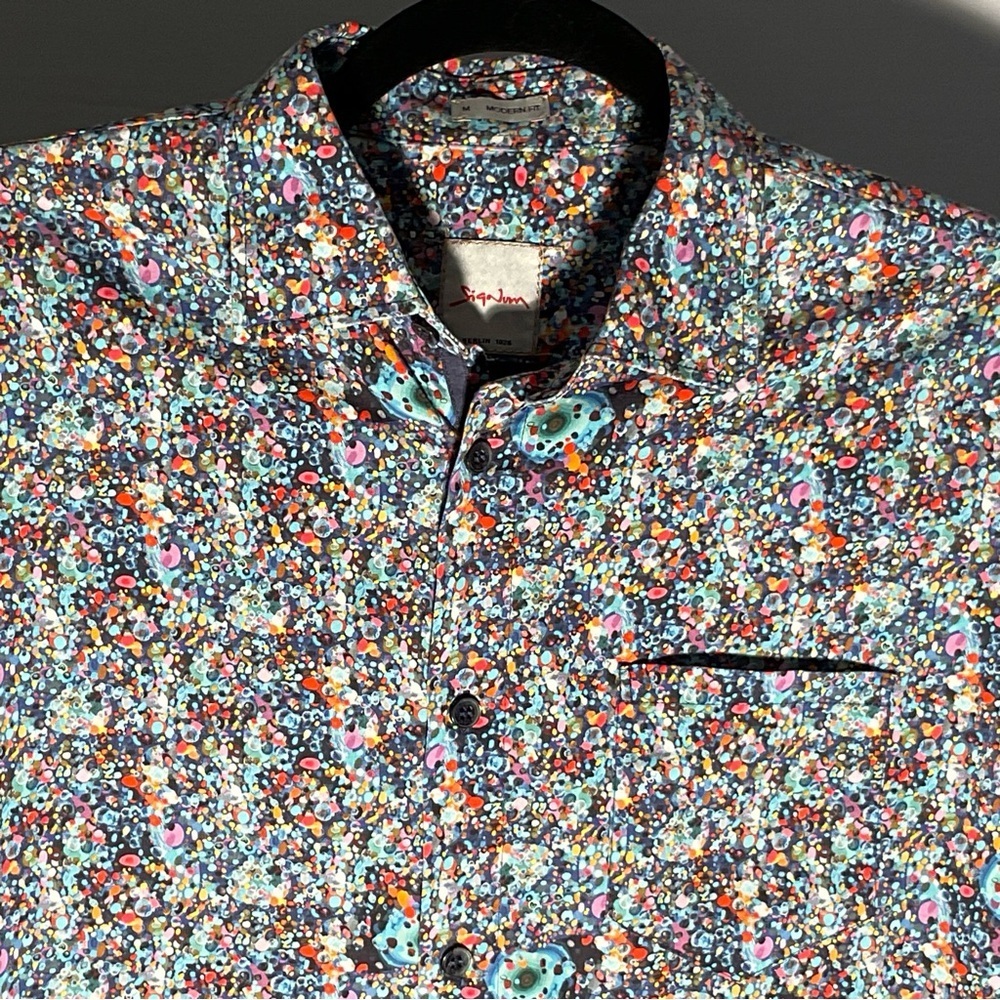 Signum Berlin 1926 Abstract Paint Splatter Modern Fit Wearable Art Button Up Med - Picture 5 of 16